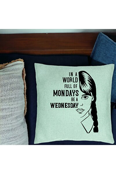 BEKZ Μαξιλαροθήκη, Σχέδιο και Κείμενο Wednesday Addams, 40x40 Εκ., Πράσινο τη...