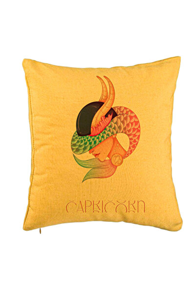 BEKZ Față de pernă, model zodiacal Capricorn, 40x40 cm, galben