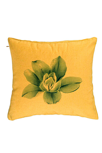 BEKZ Perna Decorativa, Model Florale Blue Flower, 40x40 cm, Galben, Husa Deta...