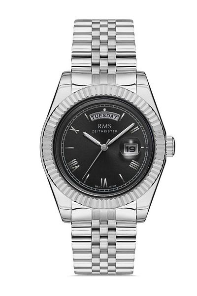 RMS Zeitmeister Rms.1.Ag1349.05 Roman Numeral with Calendar and Day Display 5 Atm Water Resistant Steel Case