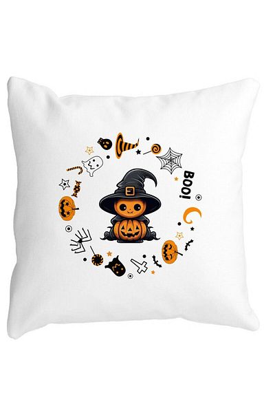 BEKZ Pillowcase With Halloween Motif 7, 40x40 Cm, White, Matte