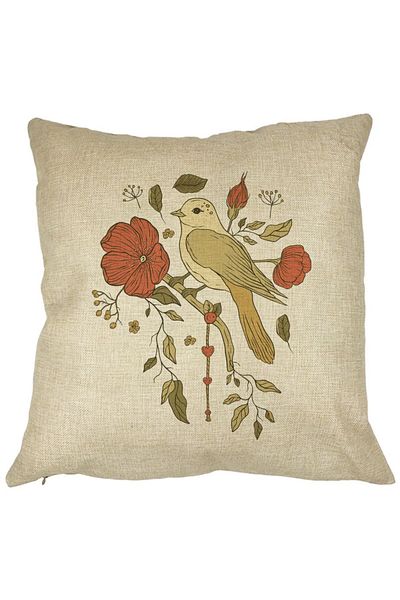 BEKZ Perna Decorativa Patrata Retro Art, 40x40 cm, Husa Detasabila, Burduf