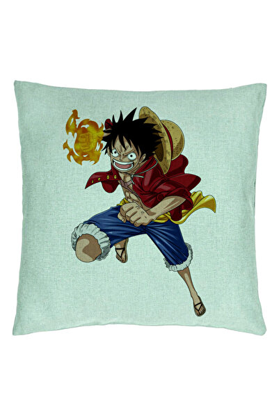 BEKZ Perna Decorativa cu One Piece Luffy, 40x40 cm, Verde Menta, Husa Detasab...
