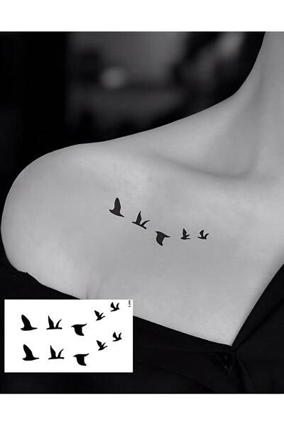 Mecit Tuhafiye MİNİMAL KUŞ SÜRÜSÜ VUCUT İÇİN GEÇİCİ DÖVME