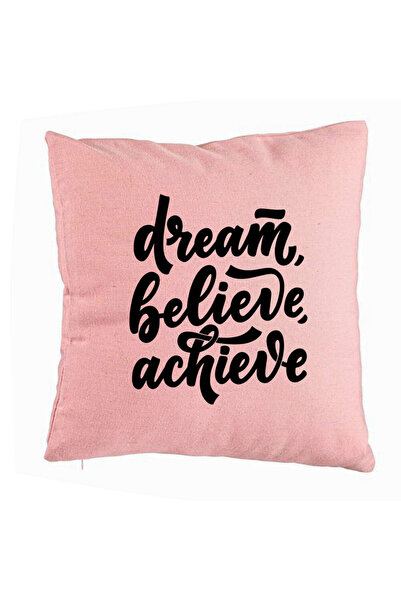 BEKZ Μαξιλαροθήκη, με σχέδιο Dream Believe Achieve, 40x40 εκ., ροζ