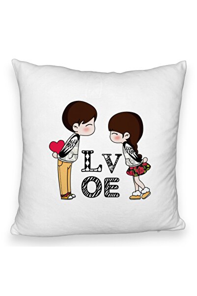 BEKZ Perna Decorativa Fluffy, Model Super Love, 40x40 cm, Alba, Husa Detasabi...