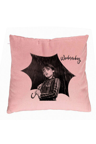 BEKZ Perna Decorativa, Model Wednesday Addams 3, 40x40 cm, Roz, Husa Detasabi...