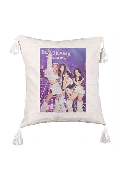 BEKZ BlackPink Decorative Pillow with Fringes, Model 7, 45×45 cm, With zipper
