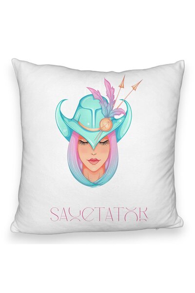 BEKZ Perna Decorativa Fluffy, Model Zodia Sagetator, 40x40 cm, Alba, Husa Det...