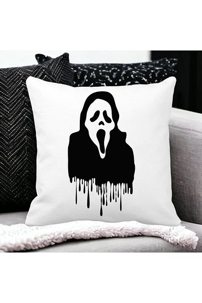 BEKZ Pillowcase With Halloween Ghost 1 Motif, 40x40 Cm, White, Matte