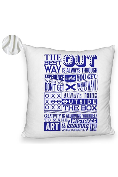 BEKZ Perna Decorativa Fluffy, Model Classic Quotes, 40x40 cm, Alba, Husa Deta...