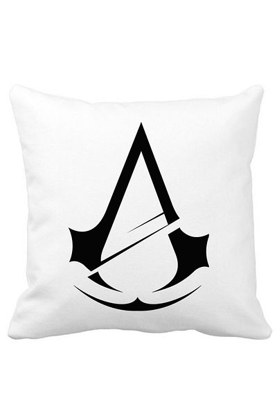 BEKZ Decorative Pillow with Assassin's Creed Fans 2, 40x40 cm, White, Matte, Removable Cover, Bellows