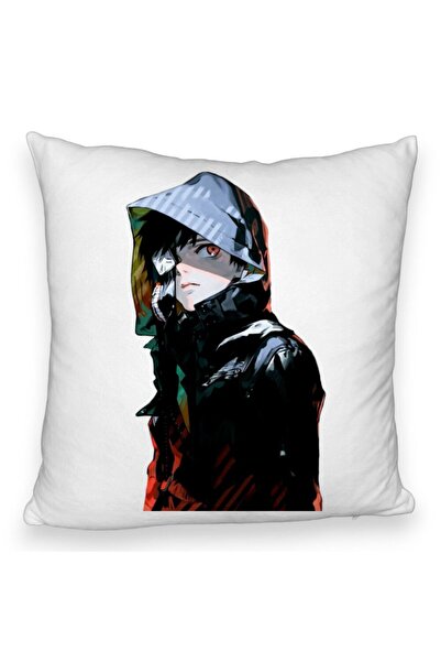 BEKZ Față de pernă pufoasă cu Tokyo Ghoul Kaneki, 40x40 cm, albă