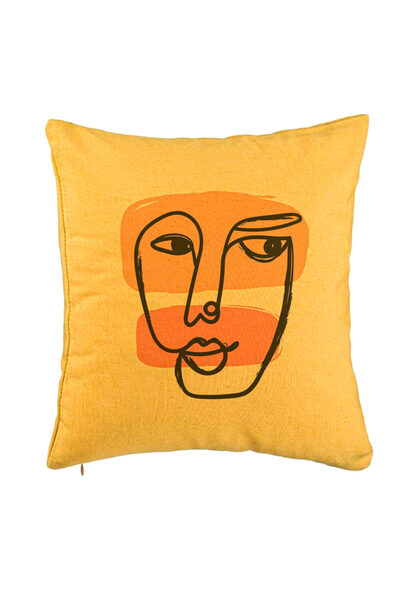 BEKZ Fata De Perna, Model Fata Femeie, 40x40 Cm, Galben, Husa Detasabila