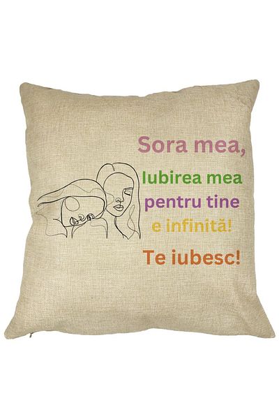 BEKZ Perna Decorativa Sora mea 6, 40x40 cm, Husa Detasabila, Burduf