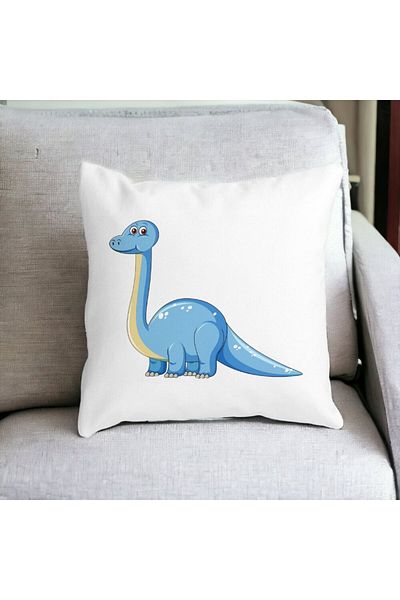 BEKZ Kids Square Pillowcase, Blue Dinosaur, 40x40 Cm, White, Matt, Bellows