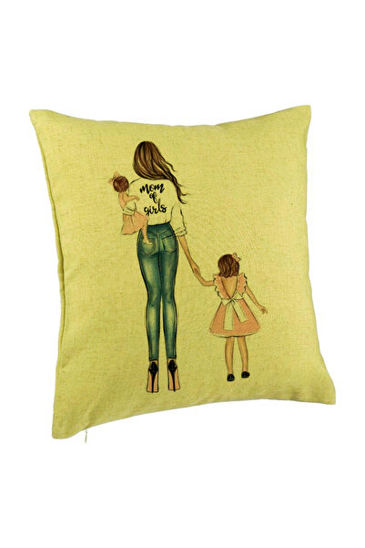 BEKZ Μαξιλαροθήκη, Σχέδιο Μαμάς Κοριτσιών, 40x40 Εκ., Πράσινο