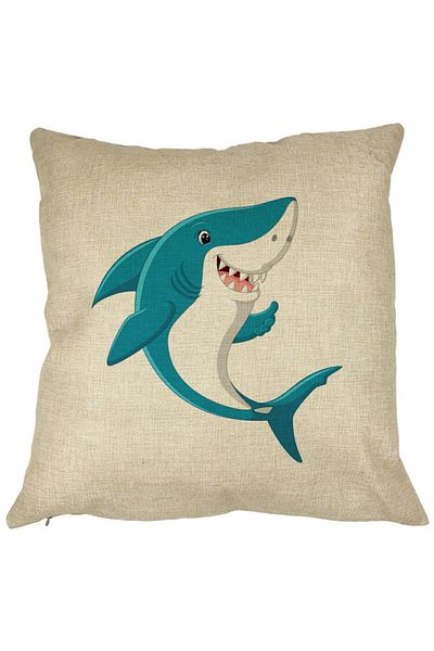 BEKZ Față de pernă pătrată pentru copii, Blue Shark, 40x40 cm