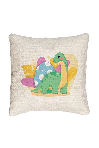 BEKZ Perna Decorativa Canapea, Model Dinozaur Galben Verde, 40x40 cm, Cu fermoar