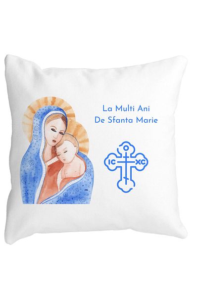 BEKZ Față de pernă cu tema Sfânta Maria, 40x40 cm, alb, mat