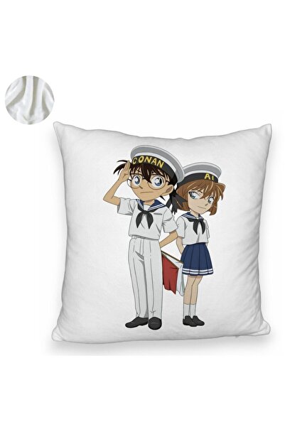 BEKZ Față de pernă pufoasă cu Detectivul Conan 2, 40x40 cm, albă