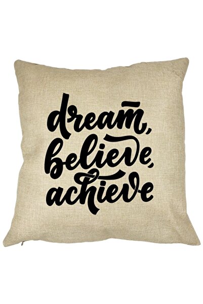 BEKZ Perna Decorativa, Dream Believe Achieve, 40x40 cm, Husa Detasabila, Burduf