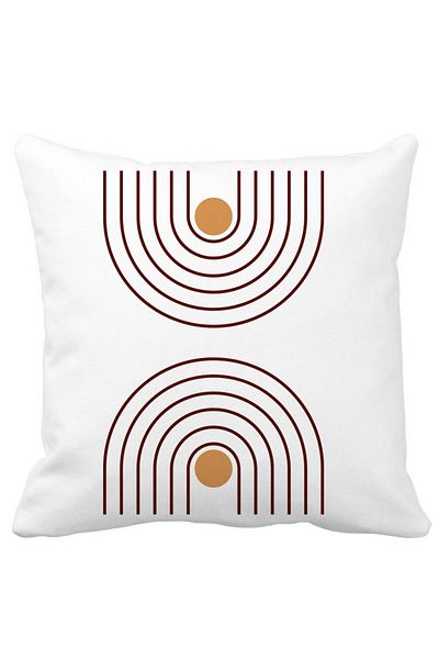 BEKZ Perna Decorativa, Abstract Lines, 40x40 cm, Alba, Mata, Husa Detasabila, Burduf