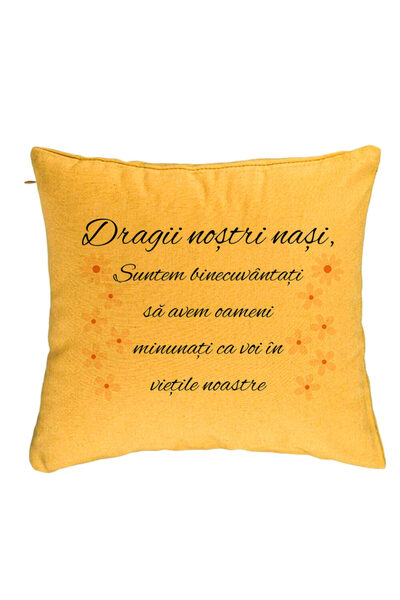 BEKZ Perna Decorativa pentru Nasi 3, 40x40 cm, Galben, Husa Detasabila, Burduf