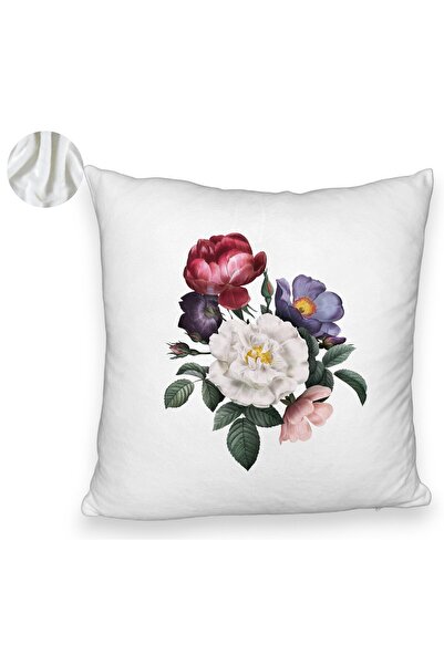 BEKZ Μαξιλαροθήκη Fluffy, με σχέδιο καλοκαιρινά λουλούδια, 40x40 εκ., Λευκό