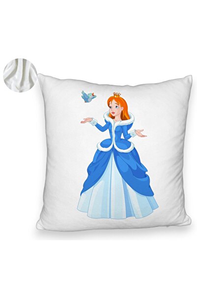 BEKZ Față de pernă pufoasă, model prințesă și pasăre, 40x40 cm, albă