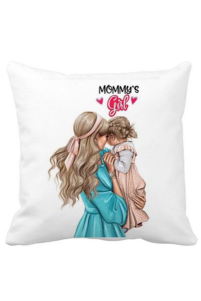 BEKZ Mommy's Girl Square Pillowcase, 40x40 Cm, White, Matte