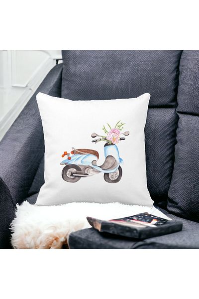BEKZ Square Flower Bike Pillowcase, 40x40 Cm, White, Matte