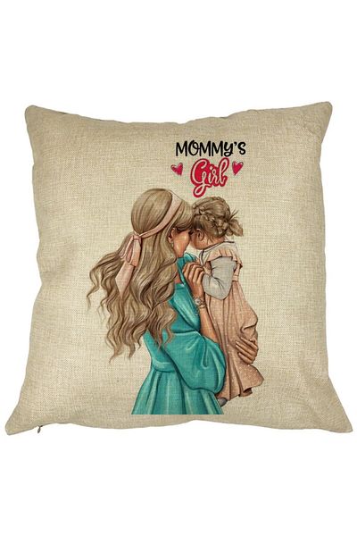 BEKZ Perna Decorativa Patrata Mommy&apos;s Girl, 40x40 cm, Husa Detasabila, Burduf