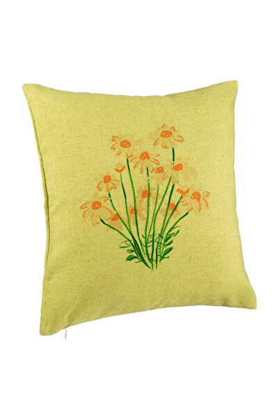 BEKZ Față de pernă, model floral cu margarete, 40x40 cm, verde