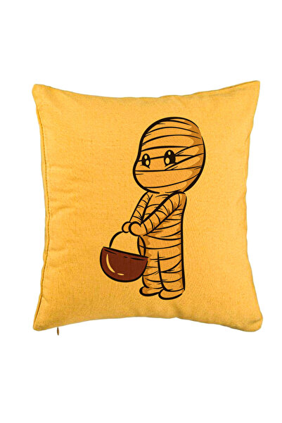 BEKZ Față de pernă cu motiv de mumie de Halloween 1, 40x40 cm, galben