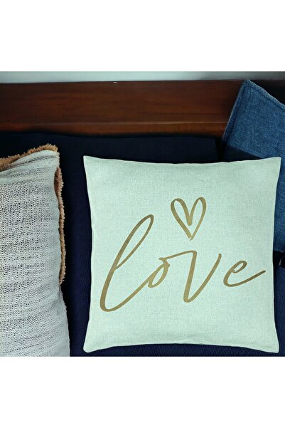 BEKZ Perna Decorativa, Model Love, 40x40 cm, Verde Menta, Husa Detasabila, Bu...