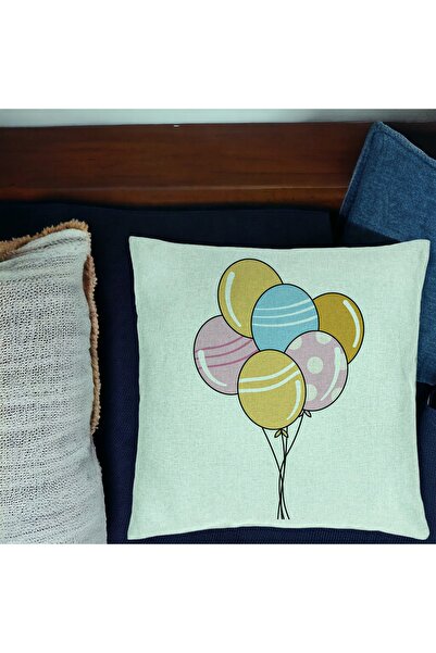 BEKZ Perna Decorativa, Model Baloane Multicolor, 40x40 cm, Verde Menta, Husa Detasabila, Burduf