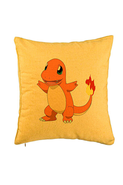 BEKZ Perna Decorativa, Model copii Fire Lizard, 40x40 cm, Galben, Husa Detasa...