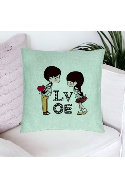 BEKZ Perna Decorativa, Model Super Love, 40x40 cm, Verde Menta, Husa Detasabi...