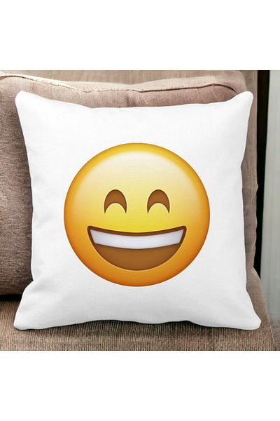 BEKZ Happy Emoji Square Pillowcase, 40x40 Cm, White, Matte