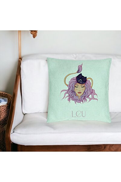 BEKZ Perna Decorativa, Model Zodia Leu, 40x40 cm, Verde Menta, Husa Detasabil...