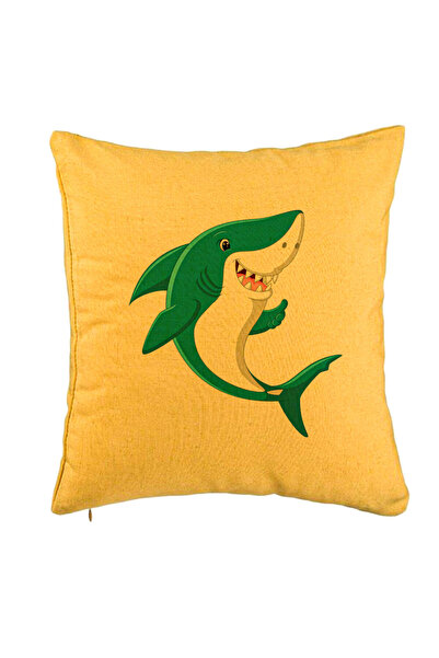 BEKZ Perna Decorativa, Model copii Rechin Galbenstru, 40x40 cm, Galben, Husa ...