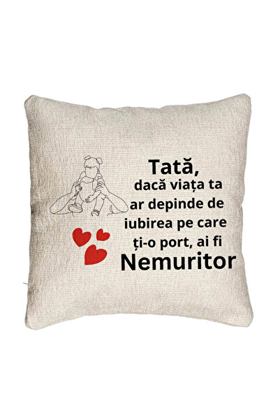 BEKZ Perna Decorativa Canapea, Model pentru Tata 1, 40x40 cm, Cu fermoar