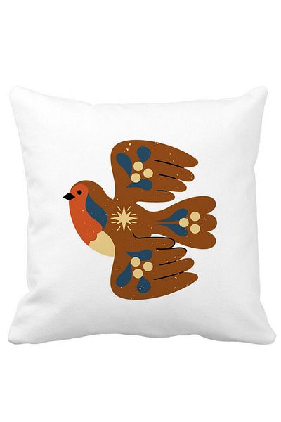 BEKZ Square Bird Pillowcase, 40x40 Cm, White, Matte