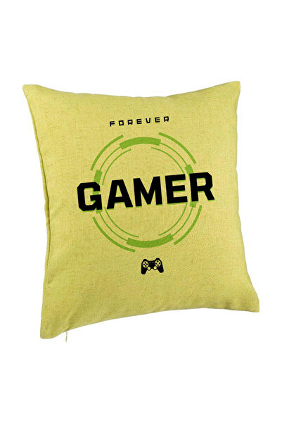 BEKZ Perna Decorativa, Model Forever Gamer, 40x40 cm, Verde, Husa Detasabila,...