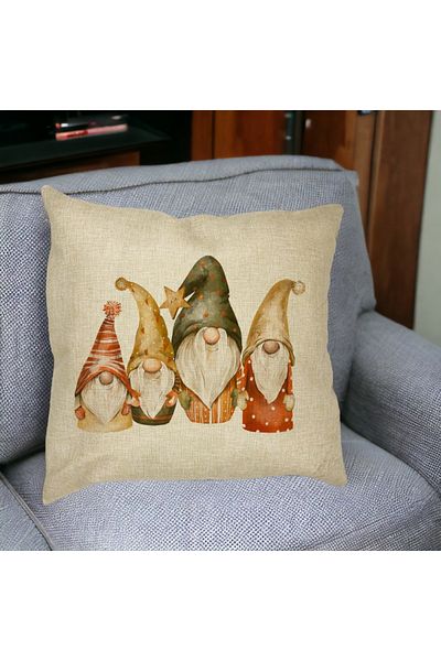 BEKZ Perna Decorativa cu tematica de Craciun, Gnomi, 40x40 cm, Husa Detasabila, Burduf