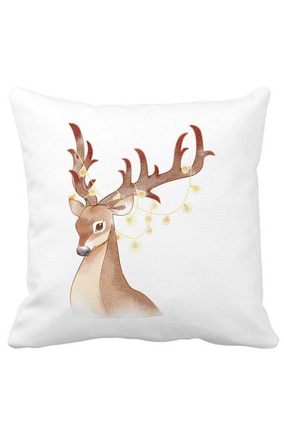 BEKZ Christmas Pillowcase With Reindeer, 1, 40x40 Cm, White, Matte