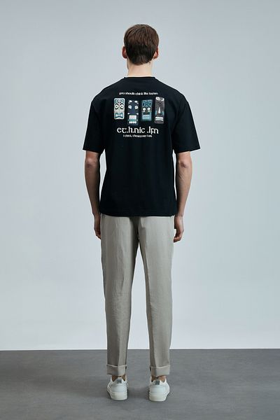 Lufian Mask Modern Graphic T- Shirt Black