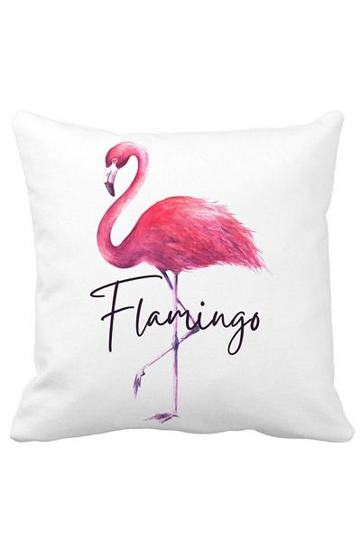 BEKZ Flamingo Square Pillowcase, 40x40 Cm, White, Matte