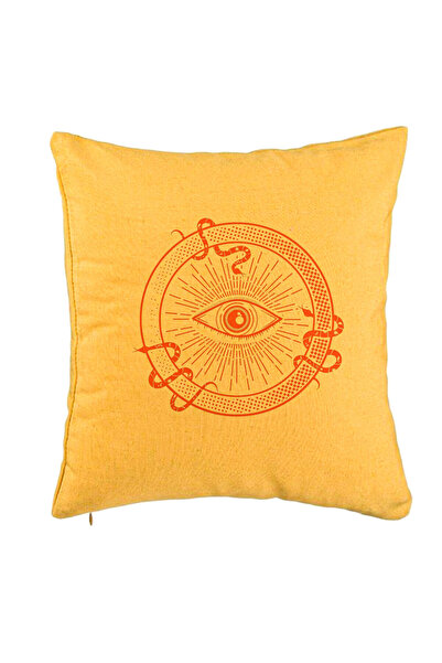 BEKZ Perna Decorativa, Model Mystic Eye, 40x40 cm, Galben, Husa Detasabila, B...